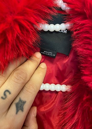 Koyu Kırmızı Kürk Detaylı Midi Kadın Ceket - Görsel 3