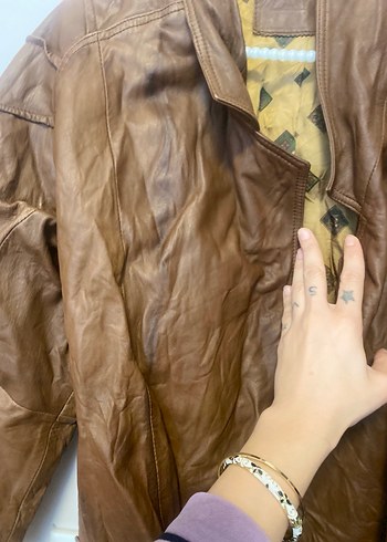 Düğmeli Kahverengi Deri Kadın Ceket - Görsel 2