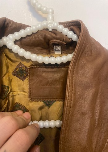 Düğmeli Kahverengi Deri Kadın Ceket - Görsel 4