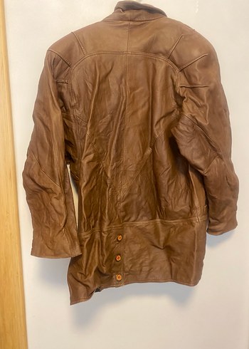 Düğmeli Kahverengi Deri Kadın Ceket - Görsel 5