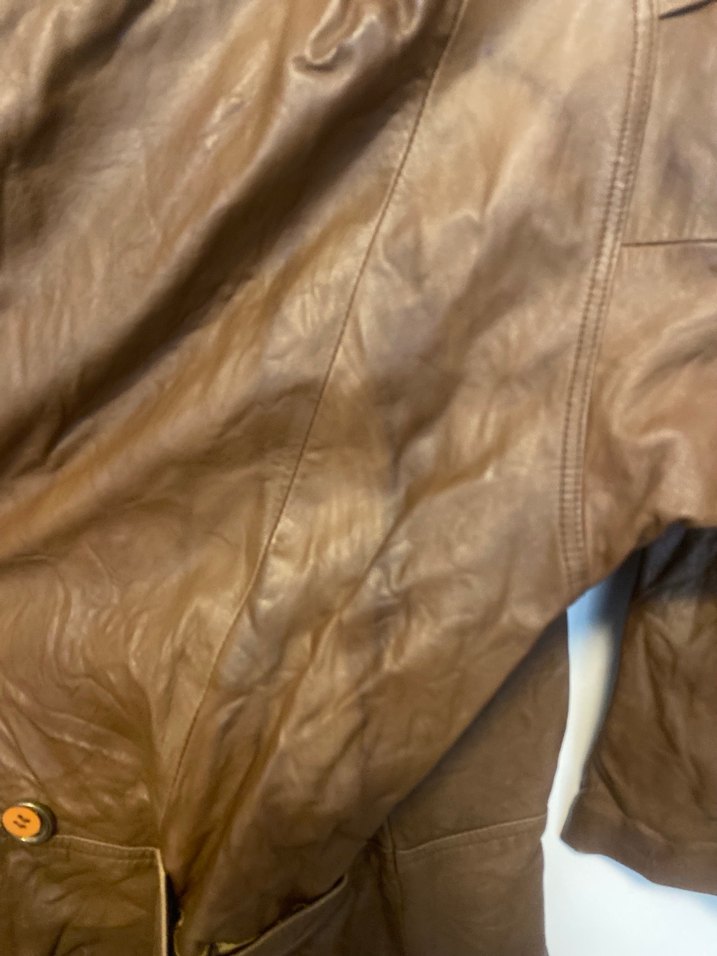 Düğmeli Kahverengi Deri Kadın Ceket - Görsel 3