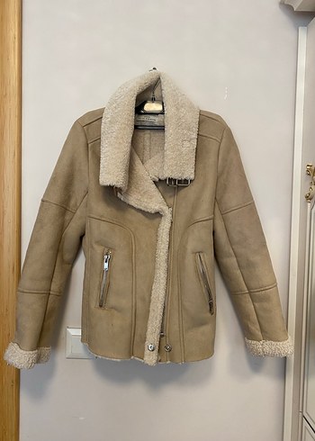 Bej Süet Kürklü Kadın Ceket - Görsel 6