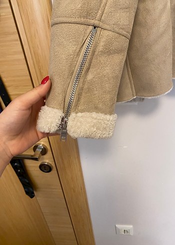 Bej Süet Kürklü Kadın Ceket - Görsel 5