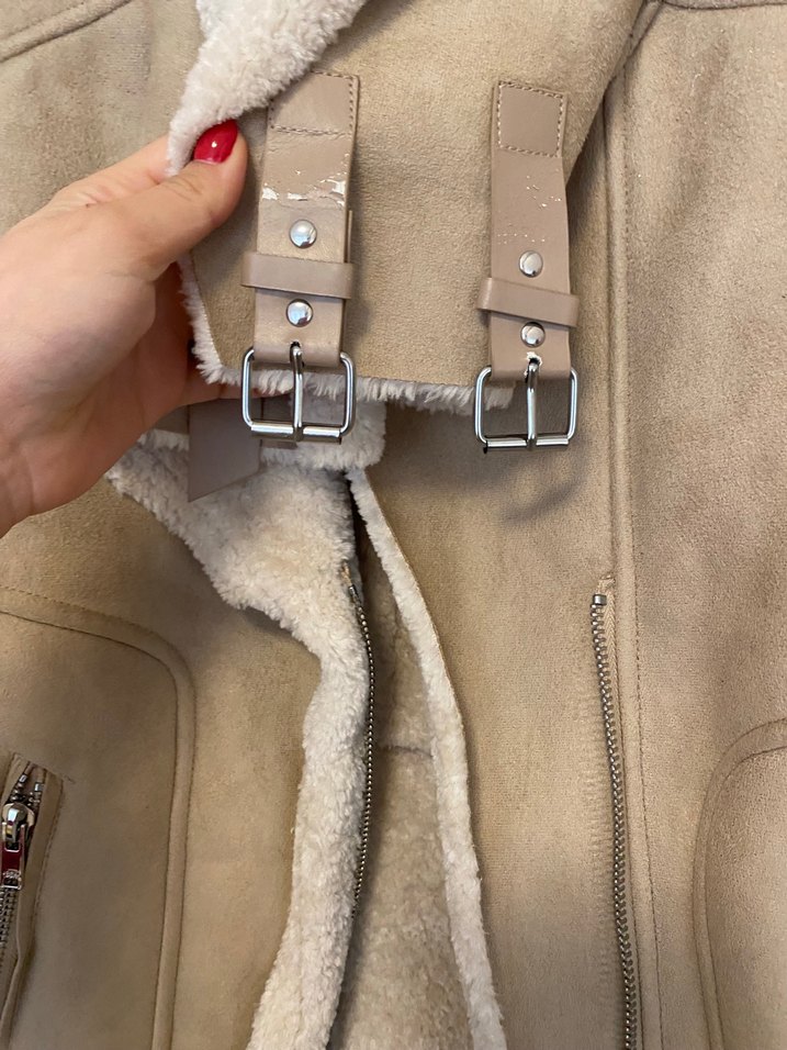 Bej Süet Kürklü Kadın Ceket - Görsel 3