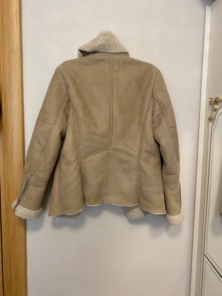 Bej Süet Kürklü Kadın Ceket - Görsel 4