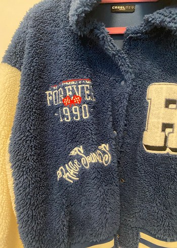 Kadın Mavi Peluş Bomber Ceket - Görsel 2