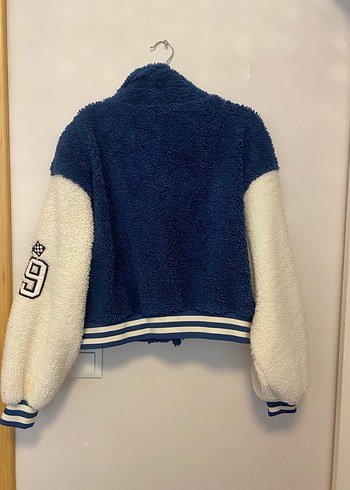 Kadın Mavi Peluş Bomber Ceket - Görsel 5