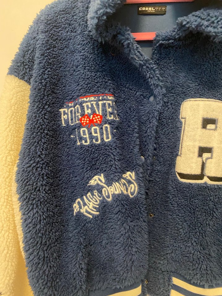 Kadın Mavi Peluş Bomber Ceket - Görsel 2