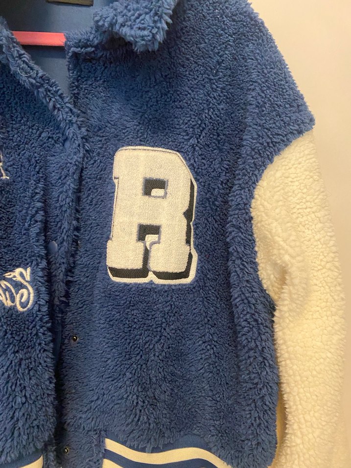 Kadın Mavi Peluş Bomber Ceket - Görsel 3