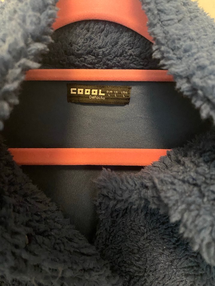 Kadın Mavi Peluş Bomber Ceket - Görsel 4