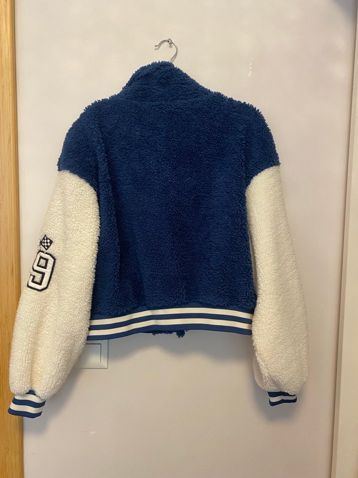 Kadın Mavi Peluş Bomber Ceket - Görsel 5