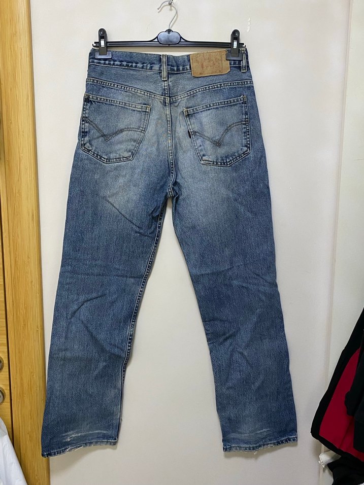 Düğmeli Mavi Rahat Kesim Erkek Kot Pantolon - Görsel 2