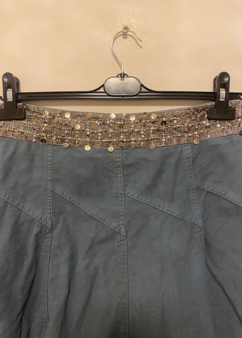 Tokalı Kemerli Kadın Mini Kot Etek - Görsel 3