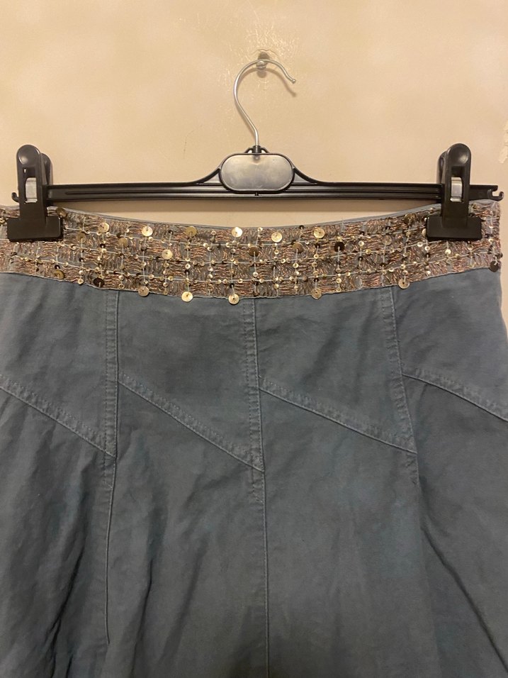 Tokalı Kemerli Kadın Mini Kot Etek - Görsel 3