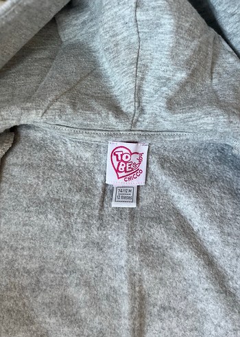 9-12 Ay Beden Chicco Kız Çocuk Gri Nakışlı Kapüşonlu Fermuarlı Sweatshirt yeni