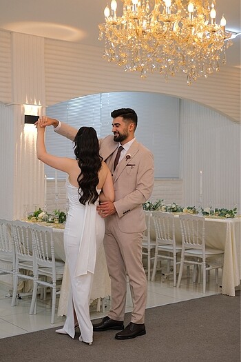 Beyaz nişan elbisesi - Görsel 5