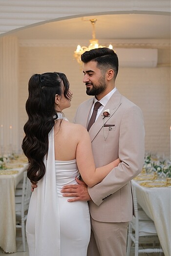 Beyaz nişan elbisesi - Görsel 9