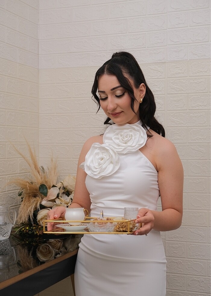 Beyaz nişan elbisesi - Görsel 4