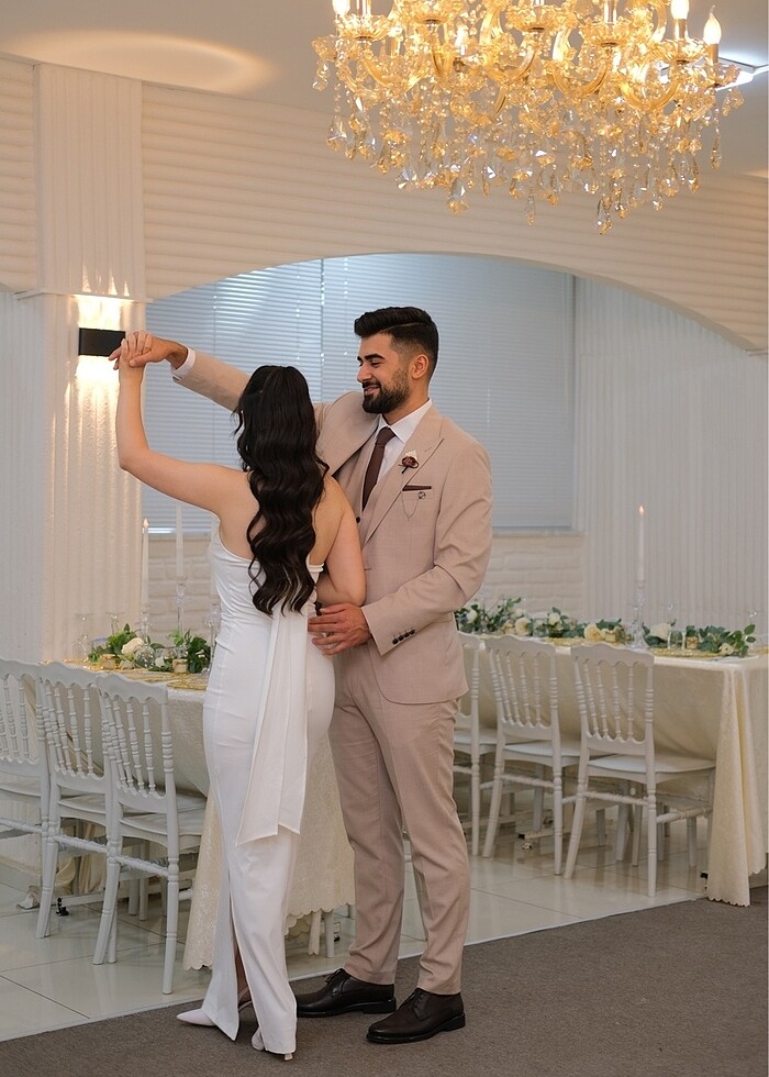 Beyaz nişan elbisesi - Görsel 5