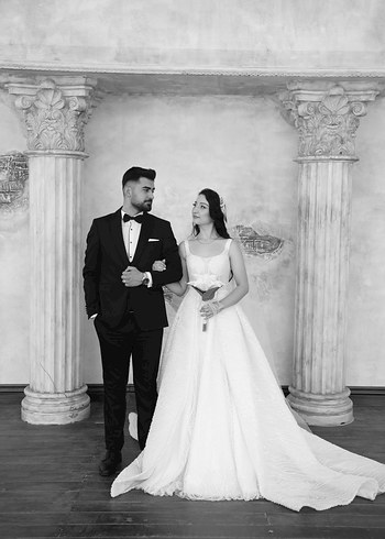 Beyaz A Kesim Uzun Gelinlik - Görsel 4