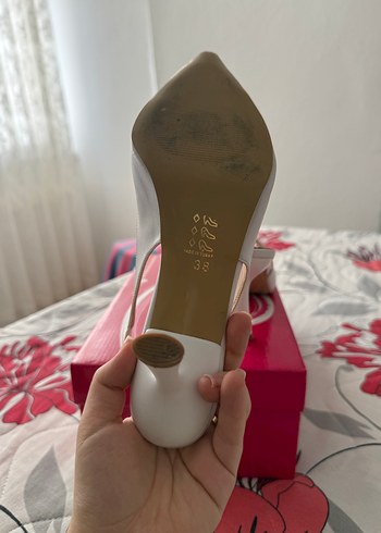 Beyaz Stiletto Topuklu Kadın Abiye Ayakkabı - Görsel 5