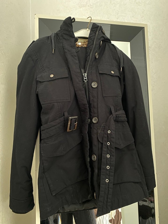 Kemerli Siyah Kadın Midi Ceket - Görsel 2