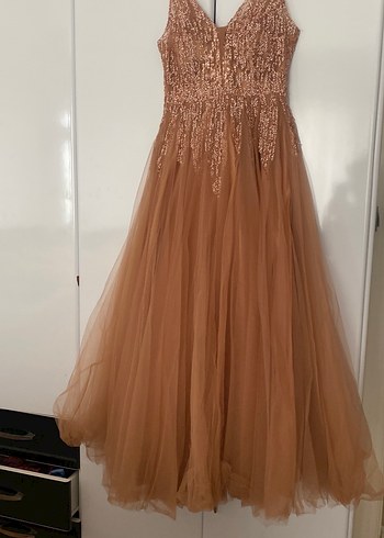Bej Nişan elbisesi - Görsel 4