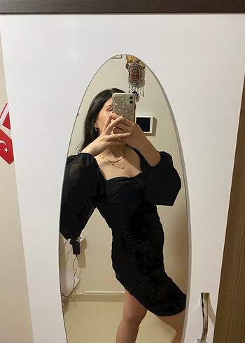 Şeffaf Detaylı Siyah Uzun Kollu Midi Elbise - Görsel 2