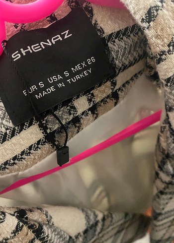 Düğmeli Ekose Desenli Kadın Blazer Ceket - Görsel 2