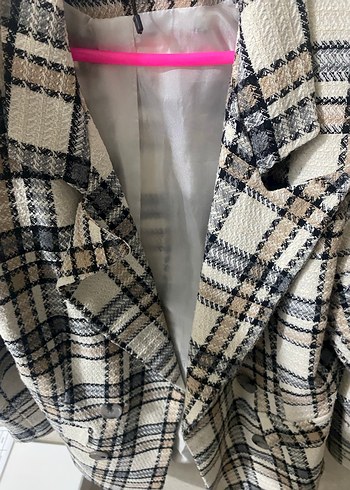 Düğmeli Ekose Desenli Kadın Blazer Ceket - Görsel 5