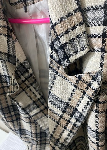 Düğmeli Ekose Desenli Kadın Blazer Ceket - Görsel 3