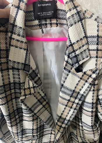 Düğmeli Ekose Desenli Kadın Blazer Ceket - Görsel 4