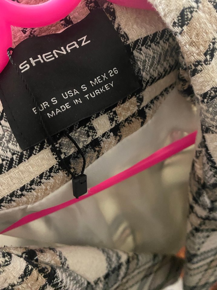 Düğmeli Ekose Desenli Kadın Blazer Ceket - Görsel 2