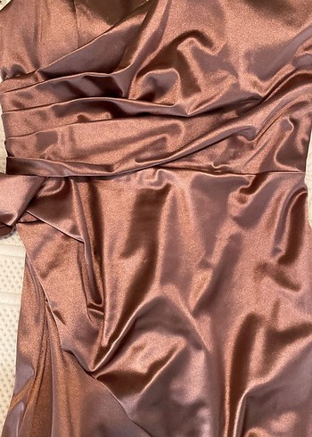 Somon Uzun Drapeli Kadın Abiye Elbise - Görsel 3