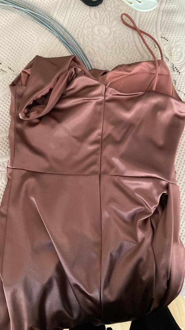 Somon Uzun Drapeli Kadın Abiye Elbise - Görsel 2