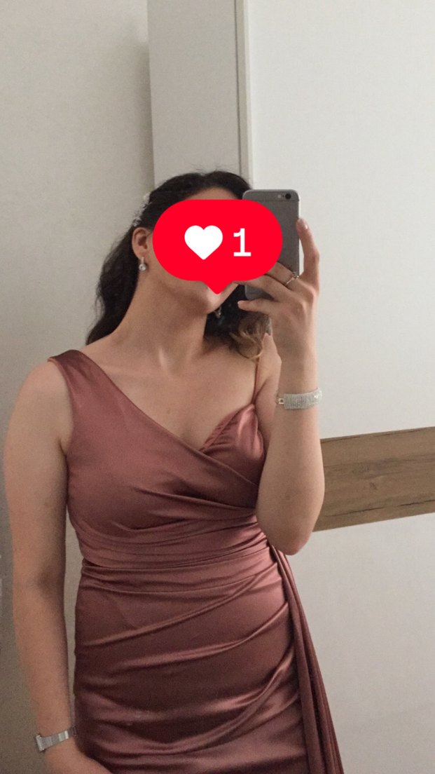 Somon Uzun Drapeli Kadın Abiye Elbise - Görsel 5