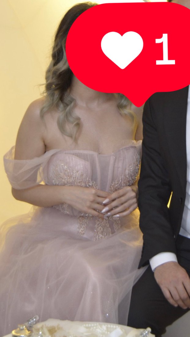 Pembe Işıltılı Straplez Midi Nişan Elbisesi - Görsel 5