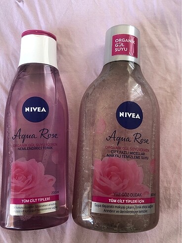 nivea aqua rose makyaj temizleme suyu ve tonigi
