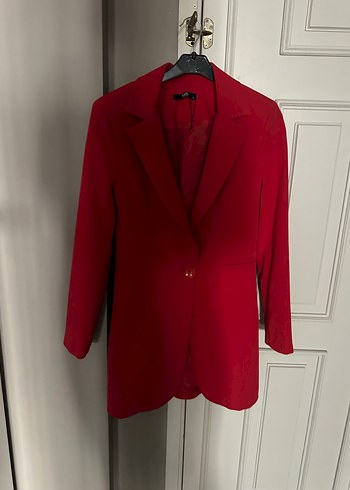 Zara Kirmizi Tek Dugmeli Blazer Ceket