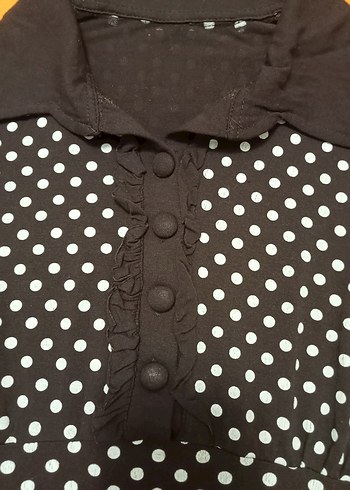 Puantiye Desenli Vintage kadın Bluzu