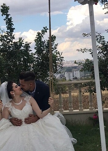 Gelinlik 38 beden göğüs bölgesi arkası ipli ayarlanabilir 