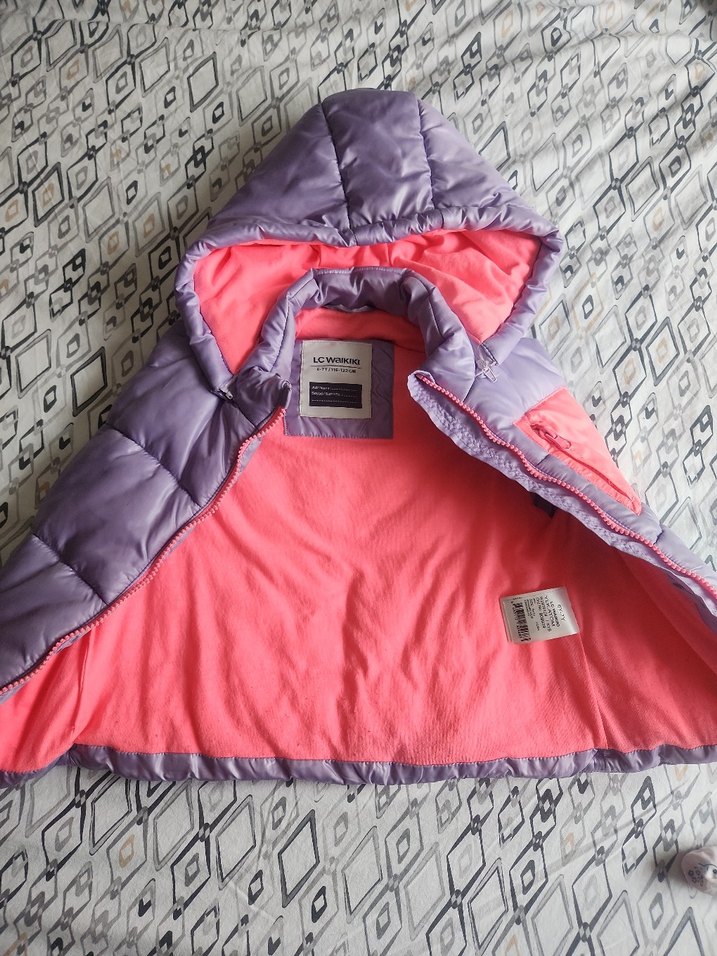 Kız Çocuk Kapüşonlu Mor Şişme Yelek - Görsel 2