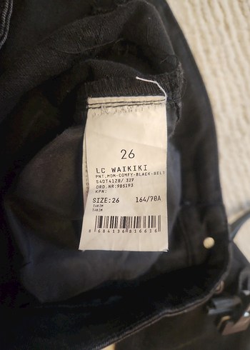 Kemerli Siyah Kadın Kot Pantolon - Görsel 6