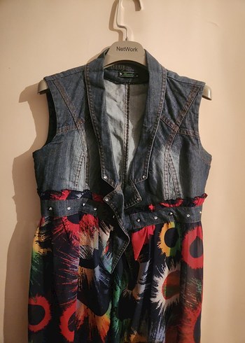 Kadın Çok Renkli Kolsuz Denim Ceket - Görsel 5