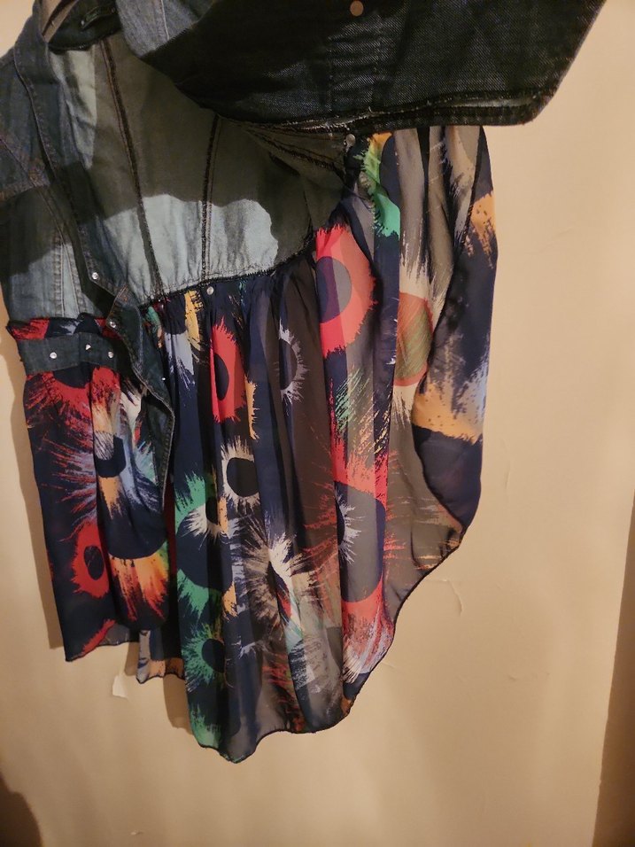 Kadın Çok Renkli Kolsuz Denim Ceket - Görsel 3