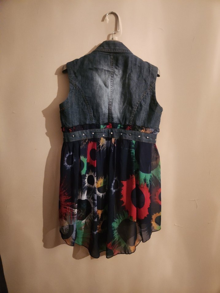 Kadın Çok Renkli Kolsuz Denim Ceket - Görsel 2