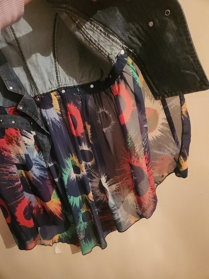 Kadın Çok Renkli Kolsuz Denim Ceket - Görsel 4