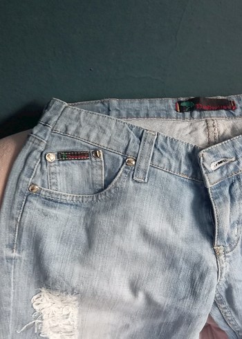 Diğer Kadın Mavi Yırtık Detaylı Bol Kesim Denim Pantolon
