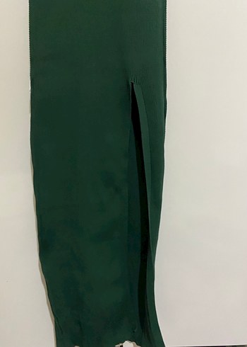 Kolsuz, Yüksek Yakalı Uzun Yeşil Triko Elbise - Görsel 4