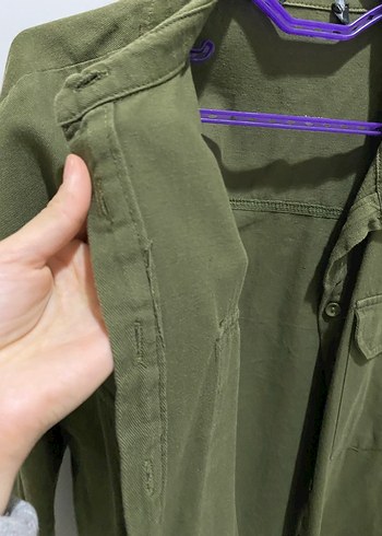 Düğmeli Haki Kadın Gömlek - Görsel 2